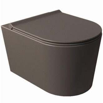 Salenzi Wandcloset Salenzi Civita 50x35x36.5 cm Keramiek Rimless Mat Donkerbruin (excl. zitting)