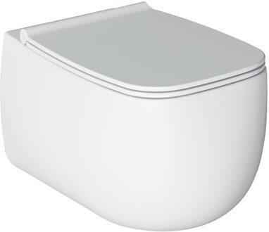 Salenzi Wandcloset Salenzi Nur 55x35.5x37.5 cm Keramiek Rimless Glanzend Wit (excl. zitting)