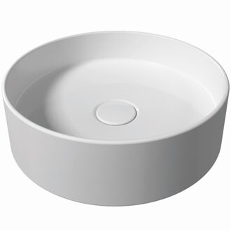 Salenzi Waskom Salenzi Hide Circle 40x12 cm Glans Wit (inclusief bijpassende afvoerplug)