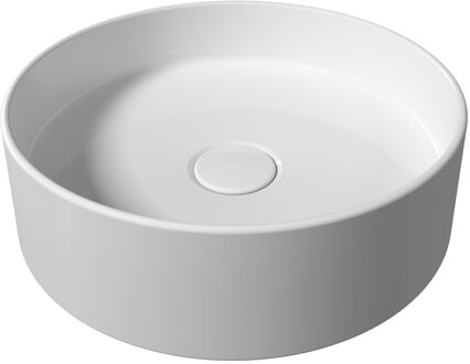 Salenzi Waskom Salenzi Hide Circle Opbouw Rond 40x12cm Mat Wit met Clickwaste