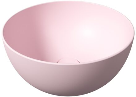 Salenzi Waskom Salenzi Unica Opbouw Rond 40x20cm Mat Roze met Clickwaste