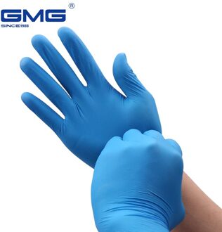 Sales 100Pcs Disposable Handschoenen Olie Slip Grade Waterdichte Synthetische Nitril Wegwerp Nitril Handschoen Monteur blauw / L