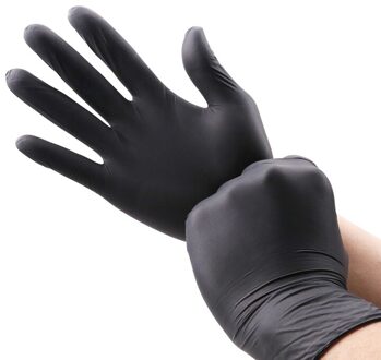 Sales 100Pcs Disposable Handschoenen Olie Slip Grade Waterdichte Synthetische Nitril Wegwerp Nitril Handschoen Monteur zwart / L