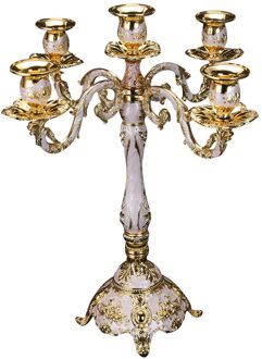 Sales! 3/5 Hoofd Europese Metalen Kandelaar Kandelaar Bruiloft Home Romantische Decor Romantische Creatieve Kaarshouder Hotel gouden wit 5 hoofd