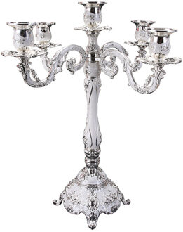 Sales! 3/5 Hoofd Europese Metalen Kandelaar Kandelaar Bruiloft Home Romantische Decor Romantische Creatieve Kaarshouder Hotel zilver wit 5 hoofd