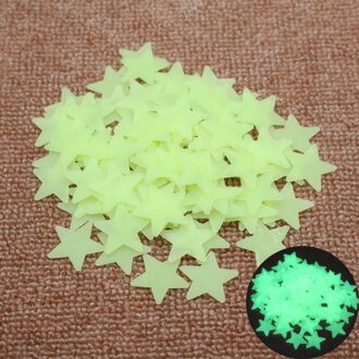 Sales 3D Gloeiende Ster Energie Opslag Fluorescerende Glow In The Dark Lichtgevende Op Muurstickers Voor Kinderkamer Living room Decor licht geel