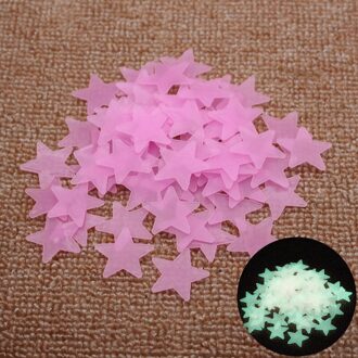 Sales 3D Gloeiende Ster Energie Opslag Fluorescerende Glow In The Dark Lichtgevende Op Muurstickers Voor Kinderkamer Living room Decor roze