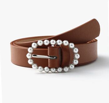 Sales Dames Wilde Parel Riem Mode Pin Gesp Tailleband Jeans Jurk Riemen bruin