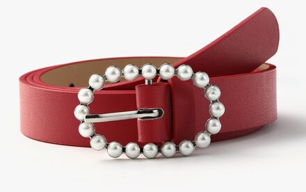 Sales Dames Wilde Parel Riem Mode Pin Gesp Tailleband Jeans Jurk Riemen Rood