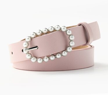 Sales Dames Wilde Parel Riem Mode Pin Gesp Tailleband Jeans Jurk Riemen Roze