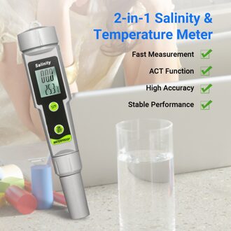 Salinometer Waterdicht Zoutgehalte Test Pen 2-In-1 Zoutgehalte & Temperatuur Meter Draagbare Zoutgehalte Meter Salimeter Pen Type