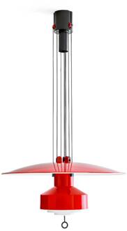 Saliscendi LED hanglamp, rood rood, mat wit (RAL 9003), zwart
