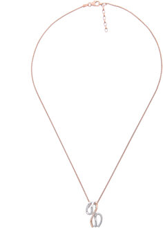 'Sally' Dames 925 Sterling Zilveren Ketting met Hanger - Zilver/Roze ZH-7230 Zilver en roségoud