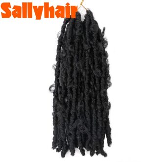 Sallyhair 14 "Vlinder Locs Gehaakte Haar Verontruste Vlinder Locs Gehaakte Vlechten Godin Pre Doorgelust Bob Locs Pre-Twist braid 1B