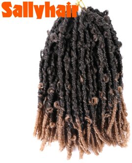 Sallyhair 14 "Vlinder Locs Gehaakte Haar Verontruste Vlinder Locs Gehaakte Vlechten Godin Pre Doorgelust Bob Locs Pre-Twist braid T27