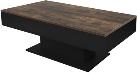 Salontafel 110x60x40 cm zwart/houtlook incl. 2 opbergvakken onder verschuifbaar blad ML-Design