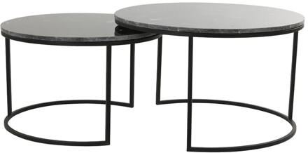 Salontafel ALFIO Set van 2 - 75x75x45.5cm - Zwart