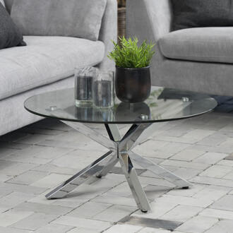 Salontafel Donij chroom met glas