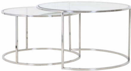 Salontafel Duarte - Nikkel - Ø65+Ø75cm Zilver