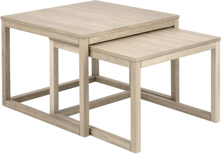 Salontafel 'Elton' set van 2 stuks, 70cm, kleur whitewash White Wash