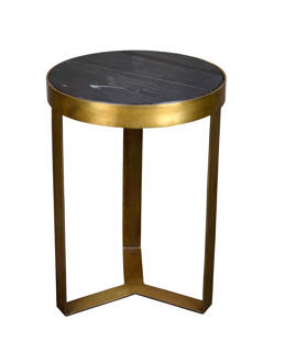 Salontafel Glennis - Zwart Goud - 40x40x55cm - Marmer