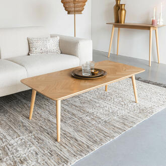 Salontafel 'Hany' Eikenhout Visgraat, 120 x 60cm, kleur Naturel - 120 x 60 cm
