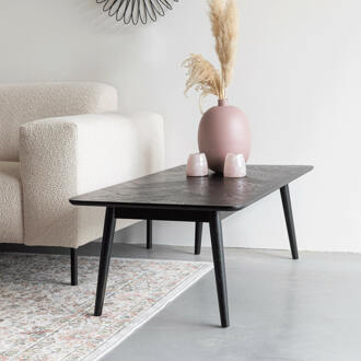 Salontafel 'Hany' Essenhout Visgraat, 120 x 60cm, kleur Zwart - 120 x 60 cm