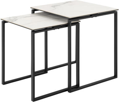 Salontafel 'Lone' Keramiek, Set van 2 stuks, kleur Wit
