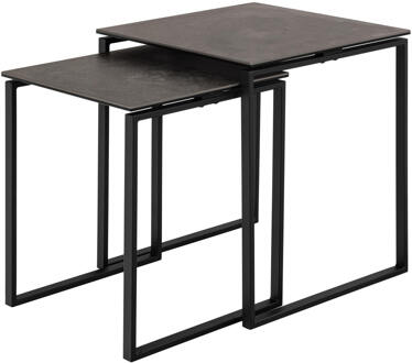 Salontafel 'Lone' Keramiek, Set van 2 stuks, kleur Zwart