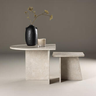 Salontafel 'Markos' Marmerlook, Set van 2 stuks Grijs