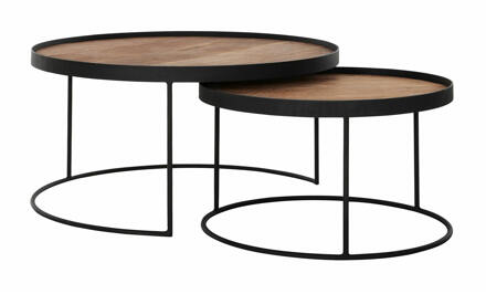 Salontafel 'Mercurius' Teakhout, Set van 2 stuks, kleur Naturel - 60 x 80cm