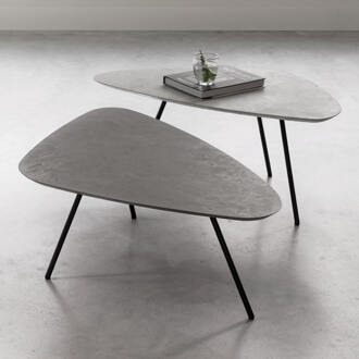Salontafel 'Plectro' Betonlook, Set van 2 stuks, kleur Grijs - 100 x 60cm