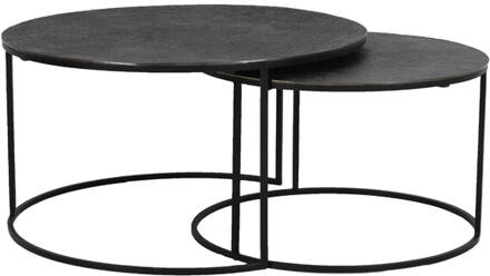 Salontafel Rengo - Zwart - Ø61+Ø76cm Grijs