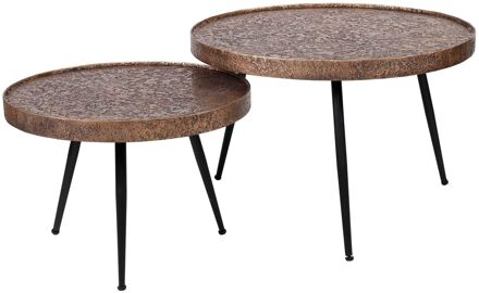 Salontafel Rond Metallic - Goudkleurig - Set van 2