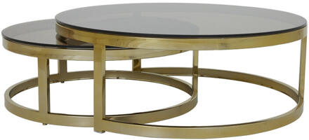 Salontafel S|2 Ø80x30,5+Ø100,5x36,5 cm MILAGRO gls brn... Goud