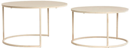 Salontafel Sadar Set van 2 Zand 65X38+75X42 Cm - - Breedte: 75.00 cm