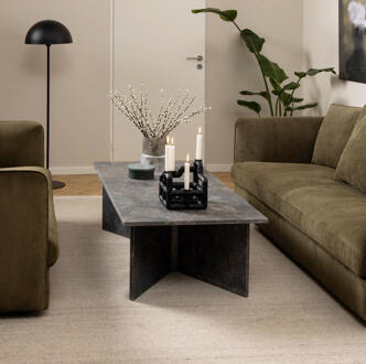 Salontafel 'Shaunika' Marmer, 140 x 70cm, kleur marron bruin Grijs/Bruin