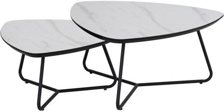 Salontafel Ties set van 2 Marmerlook Wit