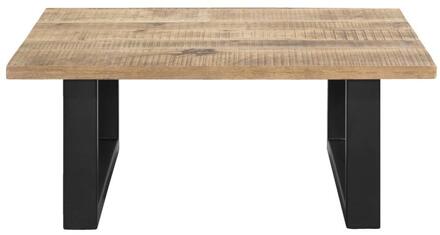 Salontafel Trevor - Mangohout - 42x100x100 Cm - Hout/Metaal - Zwart#Bruin