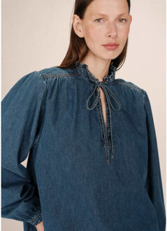 Salsa blouse strik denim - maat S Blauw