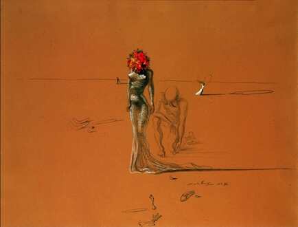 Salvador Dali - Female With Head Of Flowers Kunstdruk 80x60cm