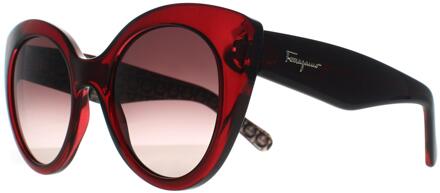 Salvatore Ferragamo Cat Eye Womens Crystal Burgundy Grey Gradient SF964S Rood - One Size