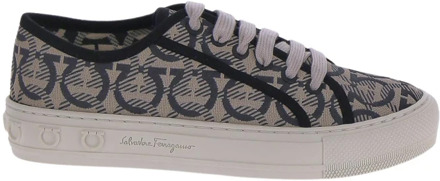Salvatore Ferragamo Elegante Wimbledon Sneakers voor Dames Salvatore Ferragamo , Beige , Dames - 35 1/2 EU