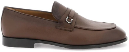 Salvatore Ferragamo Gancini Mocassins van korrelig leer Salvatore Ferragamo , Brown , Heren - 39 1/2 Eu,41 Eu,40 1/2 EU