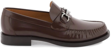 Salvatore Ferragamo Geborsteld leren Gancini loafers Salvatore Ferragamo , Brown , Heren - 41 1/2 Eu,41 EU