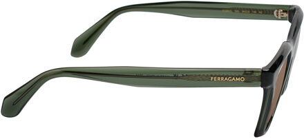 Salvatore Ferragamo Heren Rechthoekige Acetaat Zonnebril SF2001S Groen - One Size