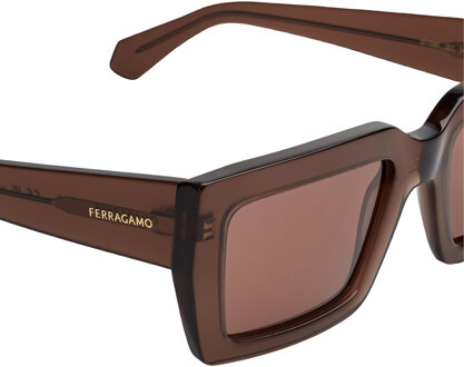 Salvatore Ferragamo Rechthoekige Zonnebril SF1108S Dames Bruin - One Size