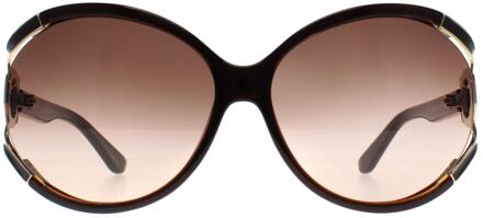 Salvatore Ferragamo Ronde Dames Donkerbruin Bruin Grijs Kleurverloop SF600S