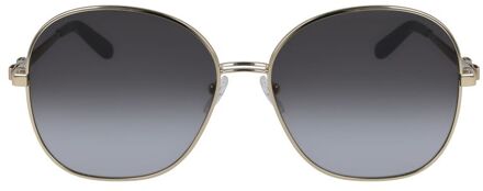 Salvatore Ferragamo Ronde Metalen Hoed Zonnebril Zilver