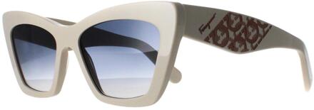 Salvatore Ferragamo SF1081SE 103 ivoorblauwe zonnebril met kleurverloop - maat Beige